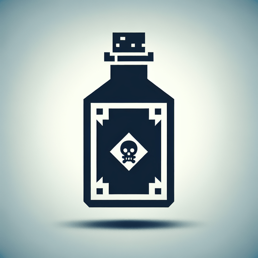 A bottle of poison.
Single Game Texture. In-Game asset. 2d. Blank background. High contrast. No shadows.