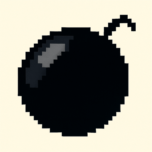 bala de cañon de pixeles.
In-Game asset.  2d.  High contrast.  No shadows