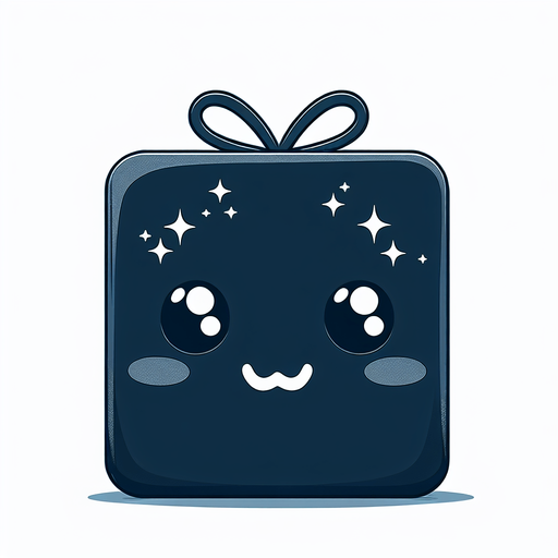 Perfectly square dark blue Christmas decoration. Cartoon. Cute art style. With face.