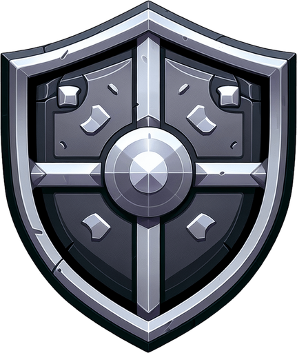 Shield.
Single Game Texture.  In-Game asset.  2d.  Blank background.  High contrast.  No shadows