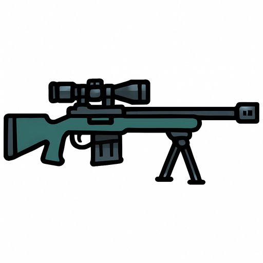 Sniper rifle rotated 90 degrees.
In-Game asset.  2d.  High contrast.  No shadows
