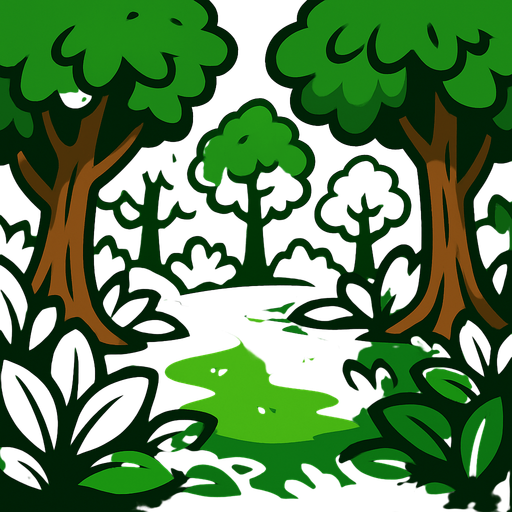 yeşil yapraklar ve ağaçlar olan orta bir alan.
In-Game asset.  2d.  High contrast.  No shadows