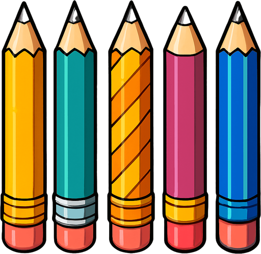Pack of different pencils.
In-Game asset.  High contrast.  No shadows. 3D