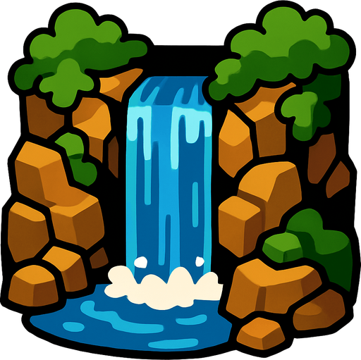 hiddenWaterfall.
In-Game asset.  2d.  High contrast.  No shadows