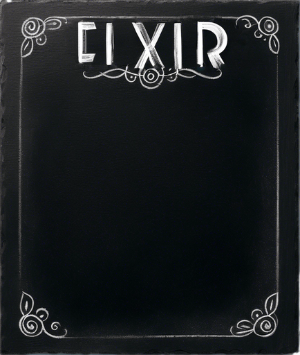 The Word "ELIXIR" in white chalk