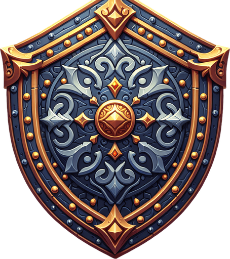Shield.
Single Game Texture.  In-Game asset.  2d.  Blank background.  High contrast.  No shadows