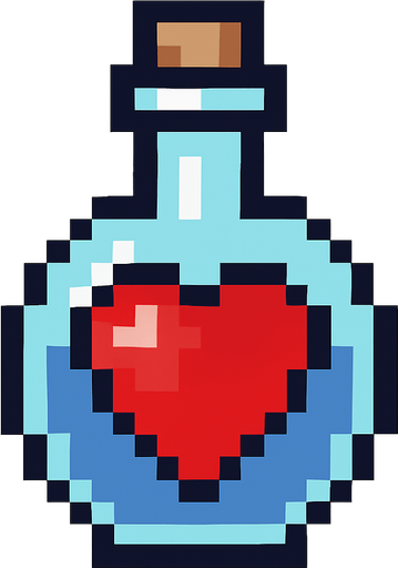 life potion.
In-Game asset.  2d.  High contrast.  No shadows. pixel