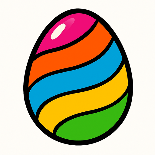 un huevo de colores.
In-Game asset.  2d.  High contrast.  No shadows. un huevo de colores