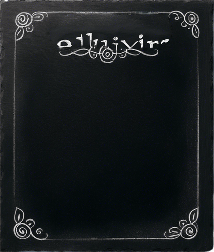 Word "ELIXIR" written in chalk