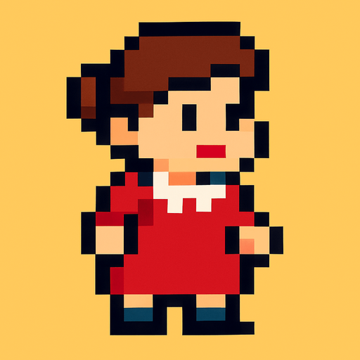 pixel art mom.
In-Game asset.  2d.  High contrast.  No shadows