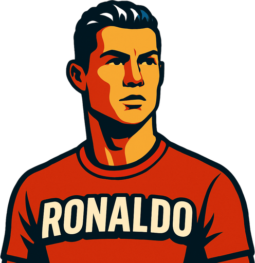Cristiano Ronaldo.
In-Game asset.  2d.  High contrast.  No shadows