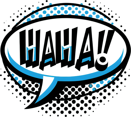 A speech bubble saying Haha!.
Single Game Texture.  In-Game asset.  2d.  Blank background.  High contrast.  No shadows