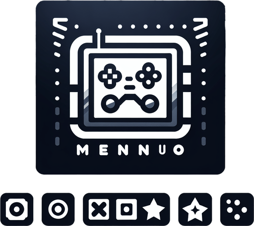 make a menu button logo.
Single Game Texture. In-Game asset. 2d. Blank background. High contrast. No shadows.