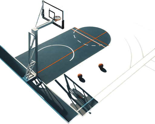 un terrain de basketball.