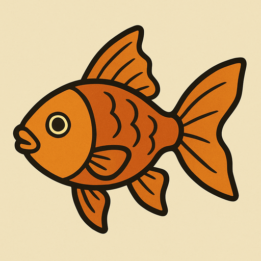 Goldfish in professor Layton game style.
In-Game asset.  2d.  High contrast.  No shadows