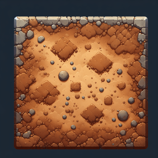seamless square dirt texture
Single Game Texture. In-Game asset. 2d. Blank background. High contrast. No shadows.