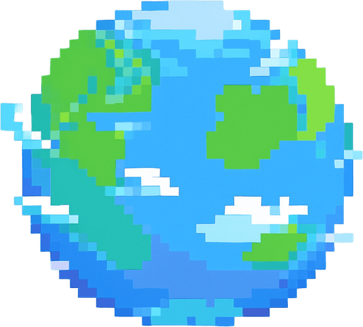 yalnızca pixel dünya kalacak, oyundaki düşman yerine bu görseli kullanacağım. yalnızca bu dünya kalsn pixel şekilde ve arka planı kaldır yani dünya dılındaki her şeyi kaldır