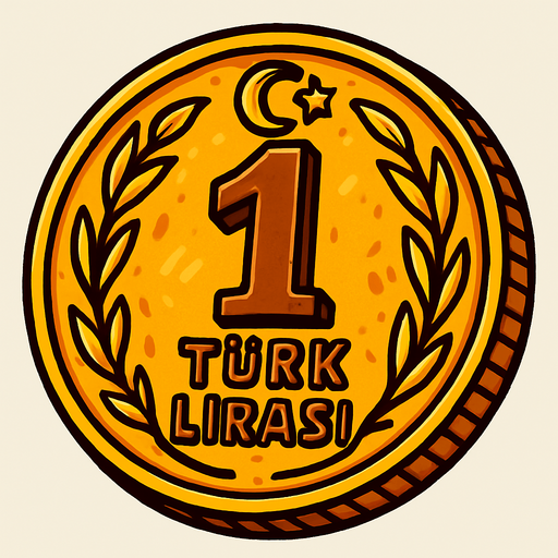 1 Tük lirası.
In-Game asset.  2d.  High contrast.  No shadows