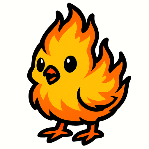 ateş civcivi.
In-Game asset.  2d.  High contrast.  No shadows