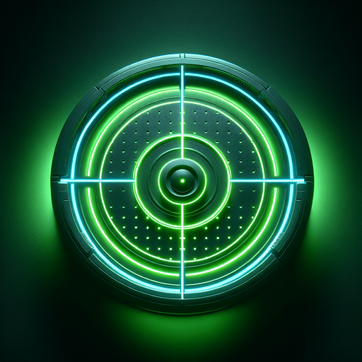 Air hockey disk with neon green lights. top view.
Single Game Texture. In-Game asset. 2d. Blank background. High contrast. No shadows.