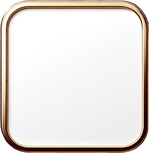 white square with golden rounded corners, in front view.