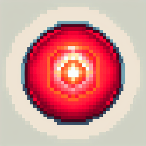 8-bit pixelated red round LED circle.
Single Game Texture. In-Game asset. 2d. Blank background. High contrast. No shadows.
