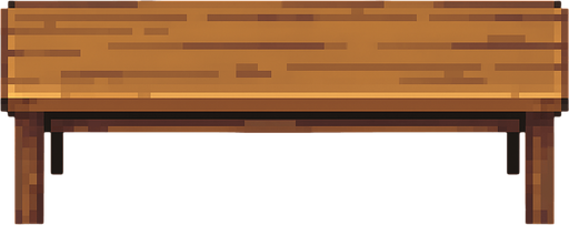 straight and long table.
In-Game asset.  2d.  High contrast.  No shadows. pixel art