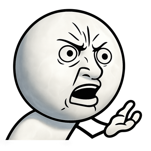 Head of white y u no meme. face shaped as a marble shaped face made in blender 3D. 
In-Game asset.  2d.  High contrast.  No shadows