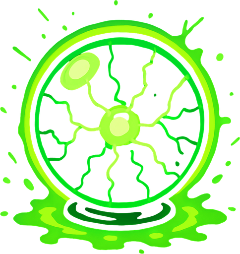 green plasma ball.
In-Game asset.  2d.  High contrast.  No shadows