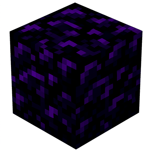 Minecraft obsidyen bloğu. mor renkli.
In-Game asset.  High contrast.  No shadows