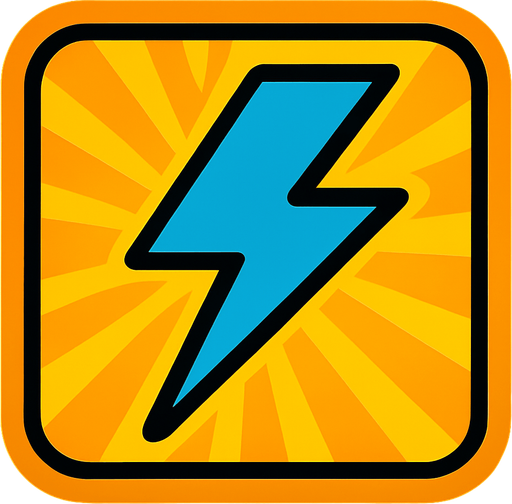 иконка голубой молнии без текста и цыферблата