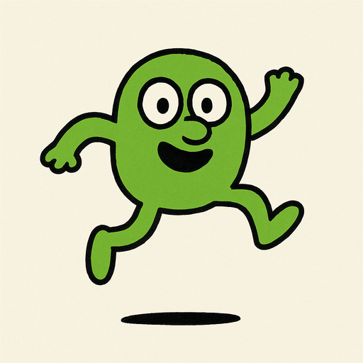 2d shadowless simple two-legged small nose 2-eyed green doodle jump character