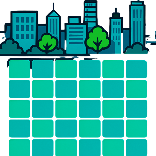 Tower defence grid background like plants vs zombies with a city theme.
In-Game asset.  2d.  High contrast.  No shadows