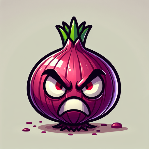 An angry-looking onion.
Single Game Texture. In-Game asset. 2d. Blank background. High contrast. No shadows.