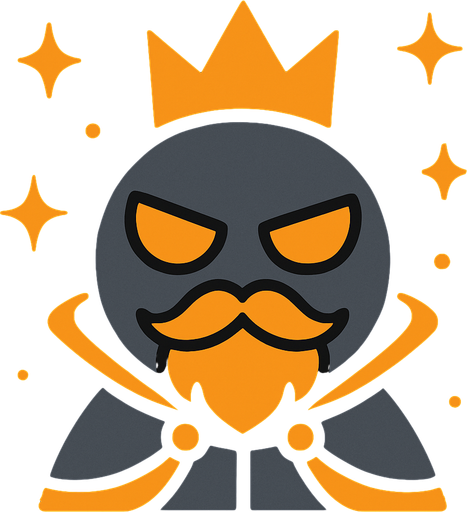 a grey circle with orange wyes and he is a space king.
In-Game asset.  2d.  High contrast.  No shadows