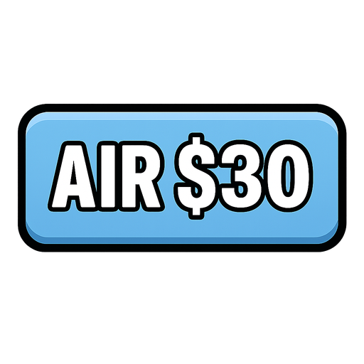 Make button light blue and say air $30