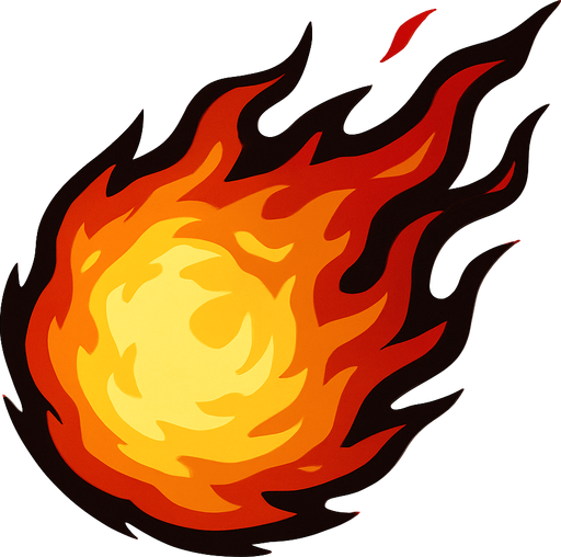 fireball.
In-Game asset.  2d.  High contrast.  No shadows