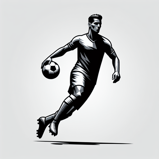 Futbolcu.
Single Game Texture. In-Game asset. 2d. Blank background. High contrast. No shadows.