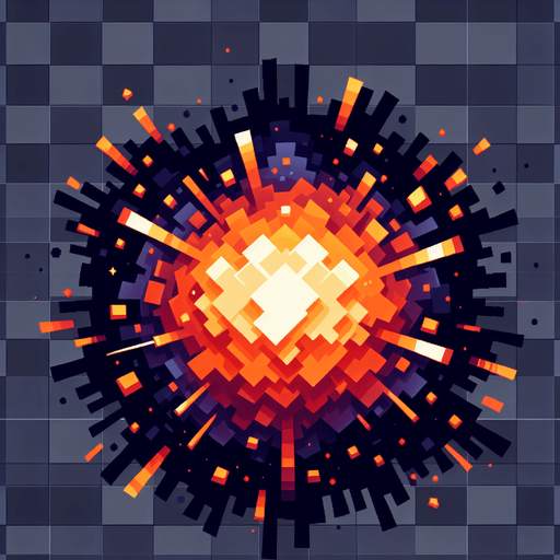 Spacial Explosion.
Single Game Texture. In-Game asset. 2d. Blank background. High contrast. No shadows. Low resolución size 64px