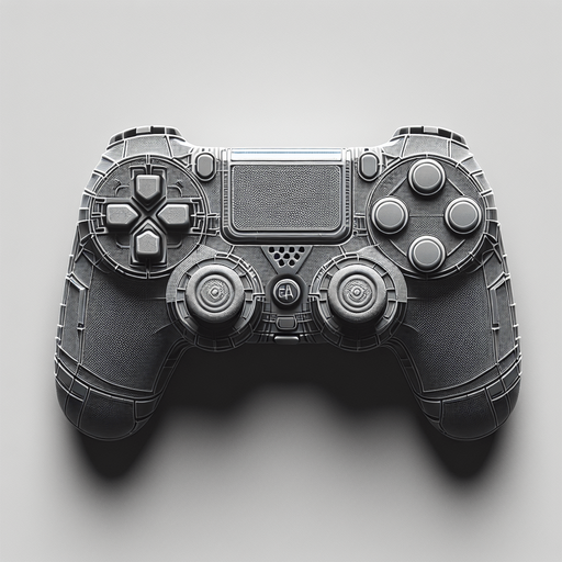 An upclose view of a joystick from above showing detail..
Single Game Texture. In-Game asset. 2d. Blank background. High contrast. No shadows.