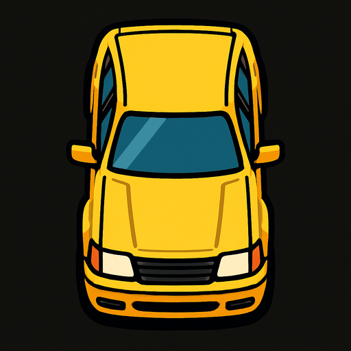Yellow car bird's eye view.
In-Game asset.  2d.  High contrast.  No shadows