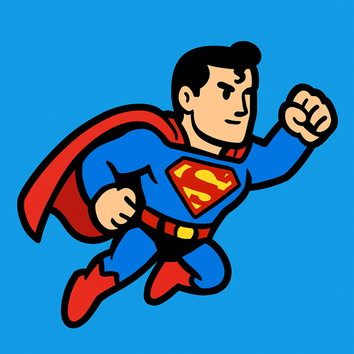 Superman 2d game.
In-Game asset.  2d.  High contrast.  No shadows