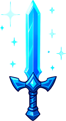 espada azul con destellos.
In-Game asset.  2d.  High contrast.  No shadows
