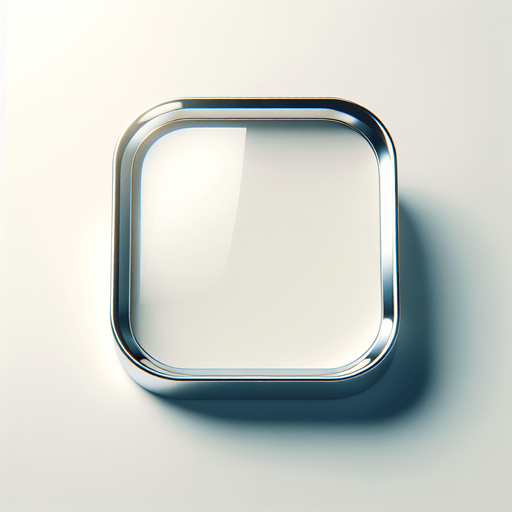 Pale white pop-up window with chrome rounded corners in front view.