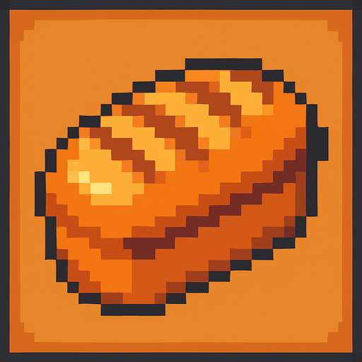 Bread, pixelart.
In-Game asset.  2d.  High contrast.  No shadows