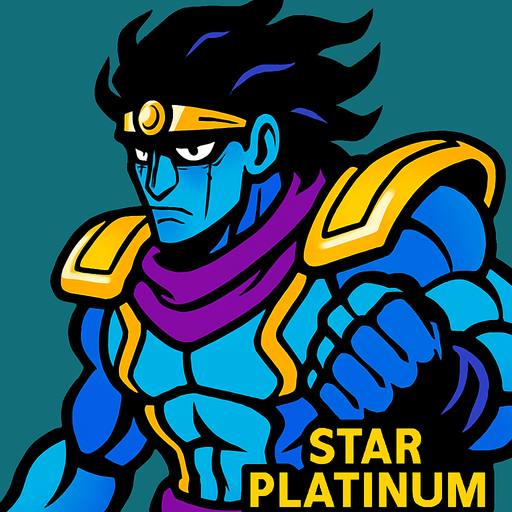 Star platinum 
jojo.
In-Game asset.  2d.  High contrast.  No shadows
