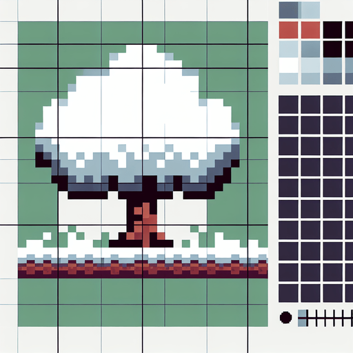 8 bit tree.
Single Game Texture. In-Game asset. 2d. Blank background. High contrast. No shadows.