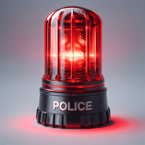 red flashing police alarm device asset from profile view