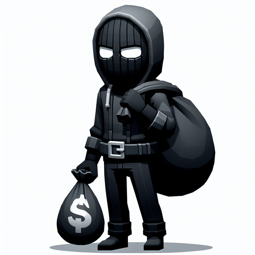 Robber.
Single Game Texture. In-Game asset. 2d. Blank background. High contrast. No shadows.