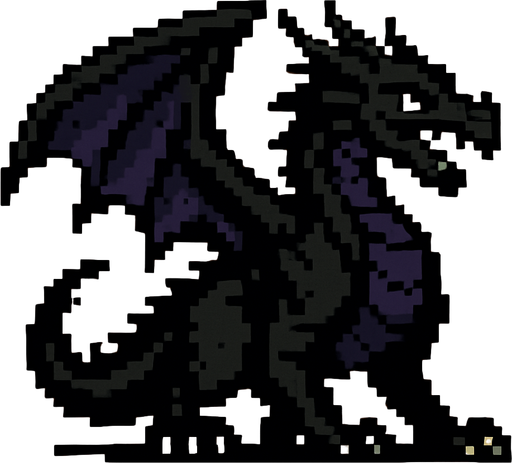 DARK DRAGON PIXEL.
In-Game asset.  2d.  High contrast.  No shadows